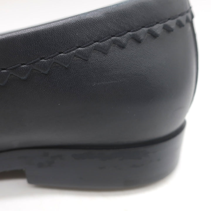 Chanel CC Zigzag Stitched Loafers Black Leather Size 37