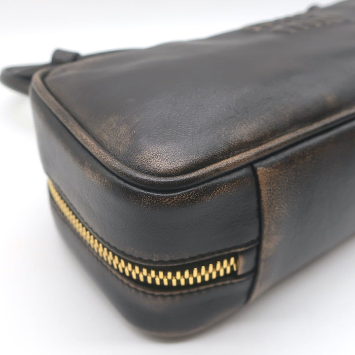 Miu Miu Beau Small Shoulder Bag Coffee Distressed Leather NEW