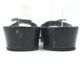 Vintage Chanel 04P Lacquered Wood CC Clog Sandals Black Patent Leather Size 39