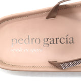 Pedro Garcia Alania Crystal-Embellished Slide Sandals Rose Blush Leather Size 38