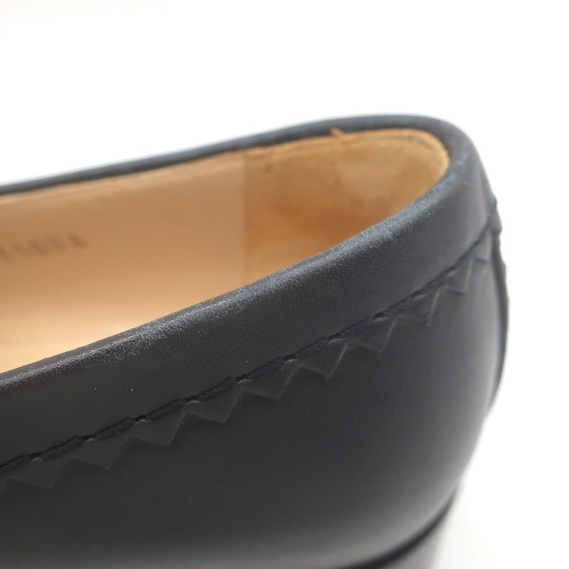 Chanel CC Zigzag Stitched Loafers Black Leather Size 37