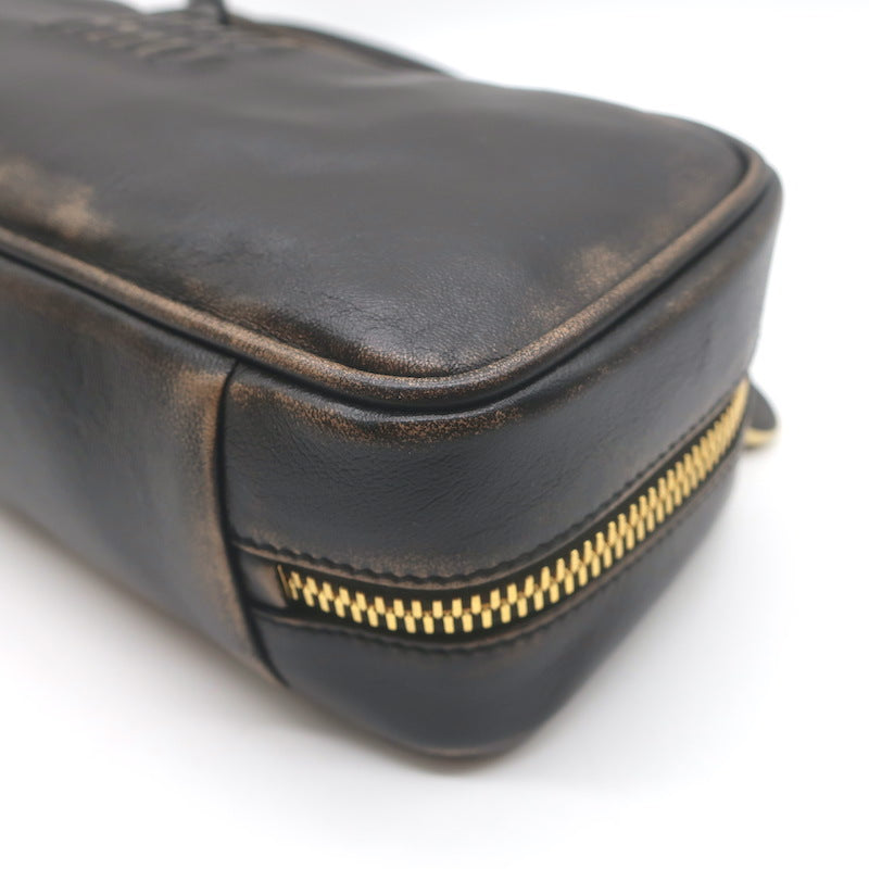 Miu Miu Beau Small Shoulder Bag Coffee Distressed Leather NEW
