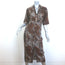 Veronica Beard Seki Leopard Midi Shirt Dress Brown Ruched Linen Size 2