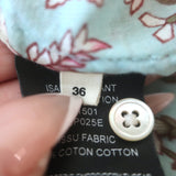 Isabel Marant Etoile Moxley Embroidered Ruffle Top Blue Floral Print Size 36