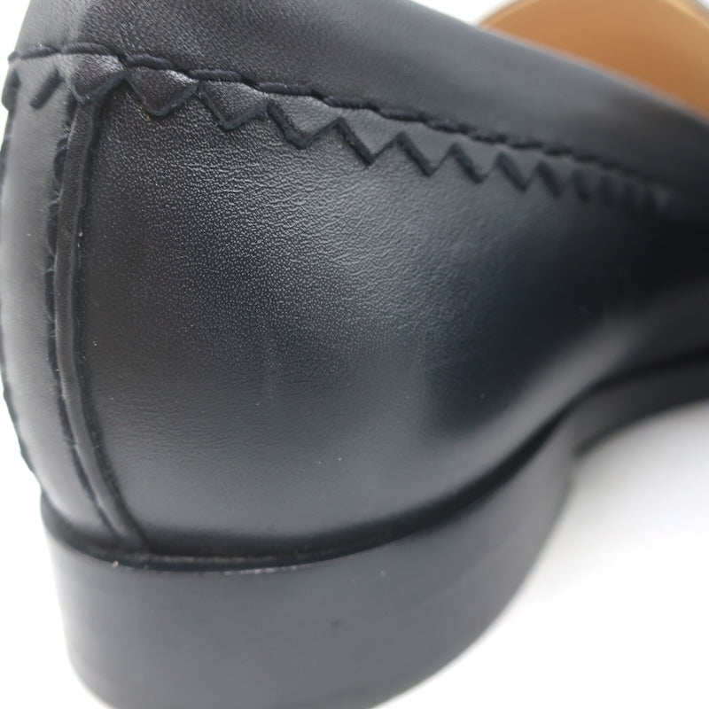 Chanel CC Zigzag Stitched Loafers Black Leather Size 37
