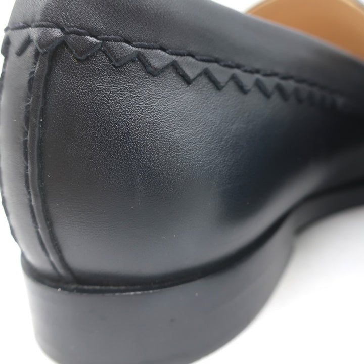 Chanel CC Zigzag Stitched Loafers Black Leather Size 37