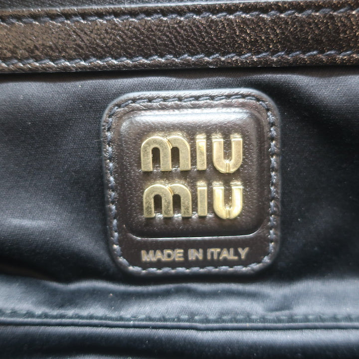 Miu Miu Beau Small Shoulder Bag Coffee Distressed Leather NEW