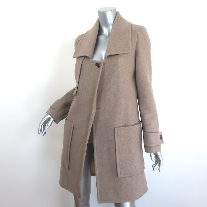 J Brand patch-pocket coat, taupe felted wool, size 6 — gently pre-owned, authentic designer outerwear