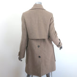 J Brand patch-pocket coat in taupe felted wool, size 6, authentic pre-owned, gently worn with padded shoulders
