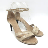 Vintage Chanel 05A Cracked Leather Ankle Strap Sandals Beige Size 38.5