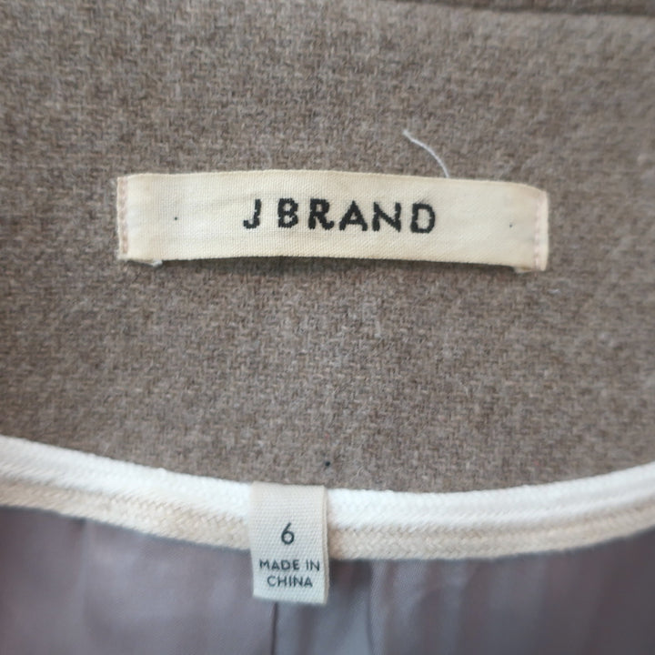 J Brand patch-pocket coat in taupe felted wool, authentic pre-owned luxury, size 6