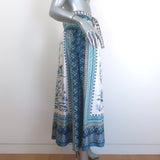 Saloni Zawe Belted Midi Skirt Porcelain Safari Print Silk Twill Size US 2