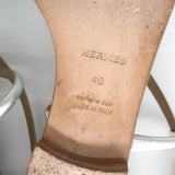 Hermes Flat Slingback Thong Sandals Silver Metallic Leather Size 40