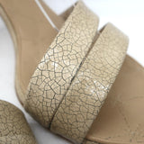 Vintage Chanel 05A Cracked Leather Ankle Strap Sandals Beige Size 38.5