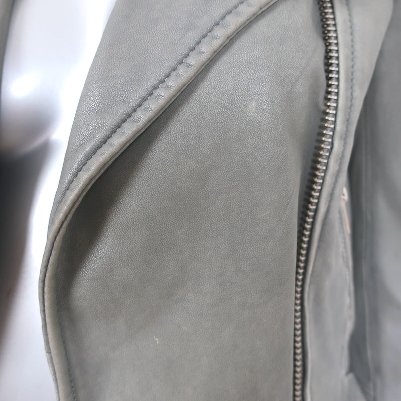 IRO Ashville Leather Motorcycle Jacket Gray Size 34
