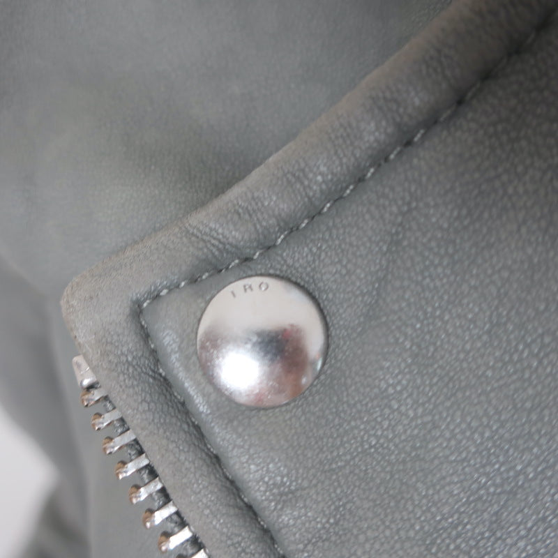 IRO Ashville Leather Motorcycle Jacket Gray Size 34