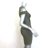 Herve Leger Evanne Cold Shoulder Mesh Bandage Dress Sage Size Small NEW