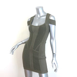 Herve Leger Evanne Cold Shoulder Mesh Bandage Dress Sage Size Small NEW