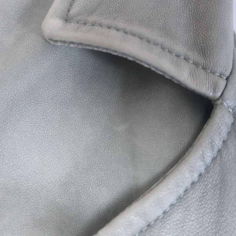 IRO Ashville Leather Motorcycle Jacket Gray Size 34