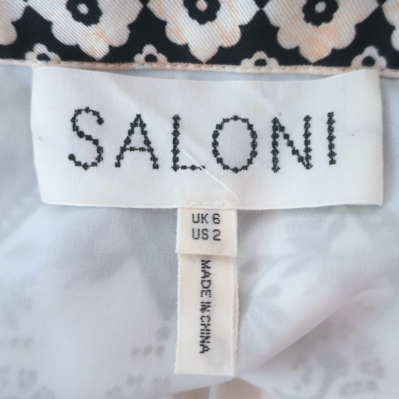 Saloni Zawe Belted Midi Skirt Porcelain Safari Print Silk Twill Size US 2