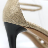 Vintage Chanel 05A Cracked Leather Ankle Strap Sandals Beige Size 38.5
