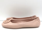 Tory Burch Minnie Travel Ballet Flats Sand Nappa Leather Size 8