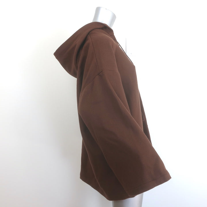 Nili Lotan Samara oversized hooded poncho in brown wool-blend, pre-owned and gently worn luxury piece
