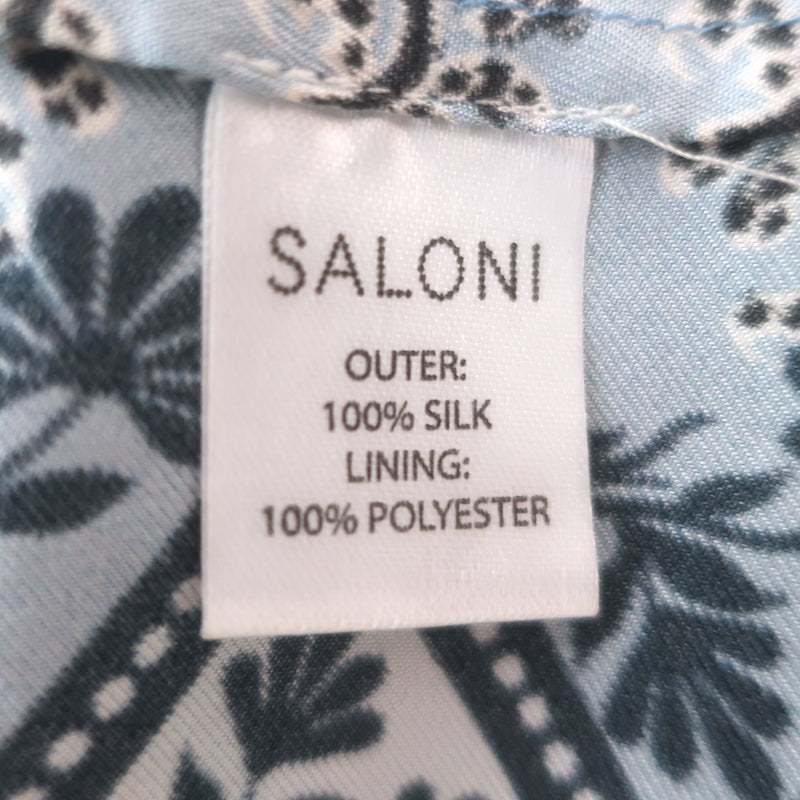 Saloni Zawe Belted Midi Skirt Porcelain Safari Print Silk Twill Size US 2