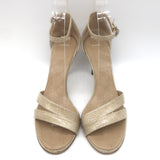 Vintage Chanel 05A Cracked Leather Ankle Strap Sandals Beige Size 38.5