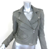 IRO Ashville Leather Motorcycle Jacket Gray Size 34
