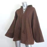 Nili Lotan Samara oversized hooded poncho in brown wool-blend, gently worn authentic pre-owned luxury piece