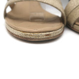 Vintage Chanel 05A Cracked Leather Ankle Strap Sandals Beige Size 38.5
