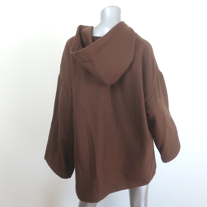 Nili Lotan Samara oversized hooded poncho in brown wool-blend, authentic pre-owned luxury piece