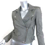 IRO Ashville Leather Motorcycle Jacket Gray Size 34