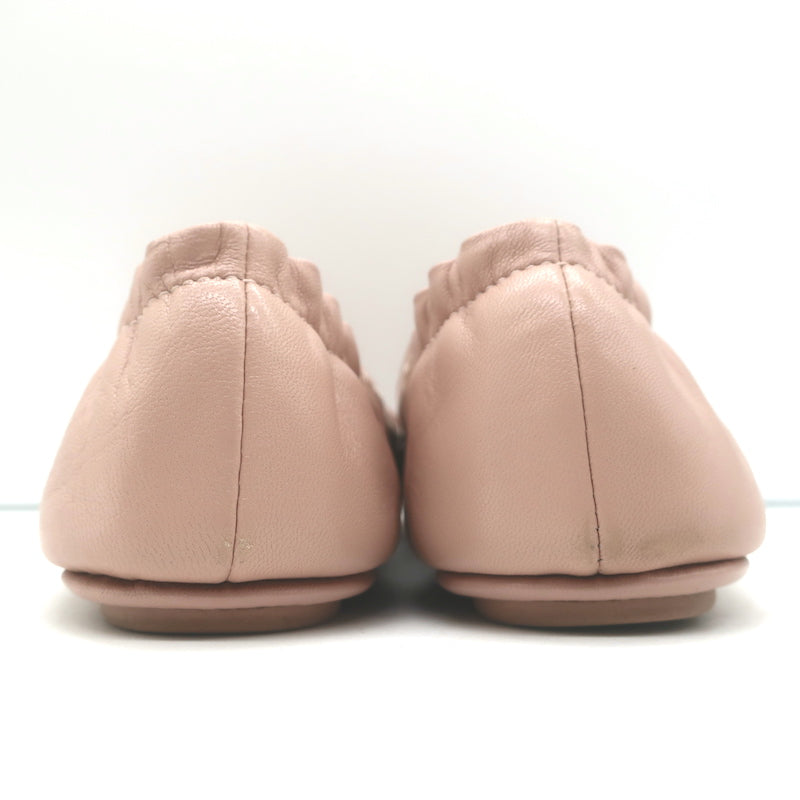Tory Burch Minnie Travel Ballet Flats Sand Nappa Leather Size 8