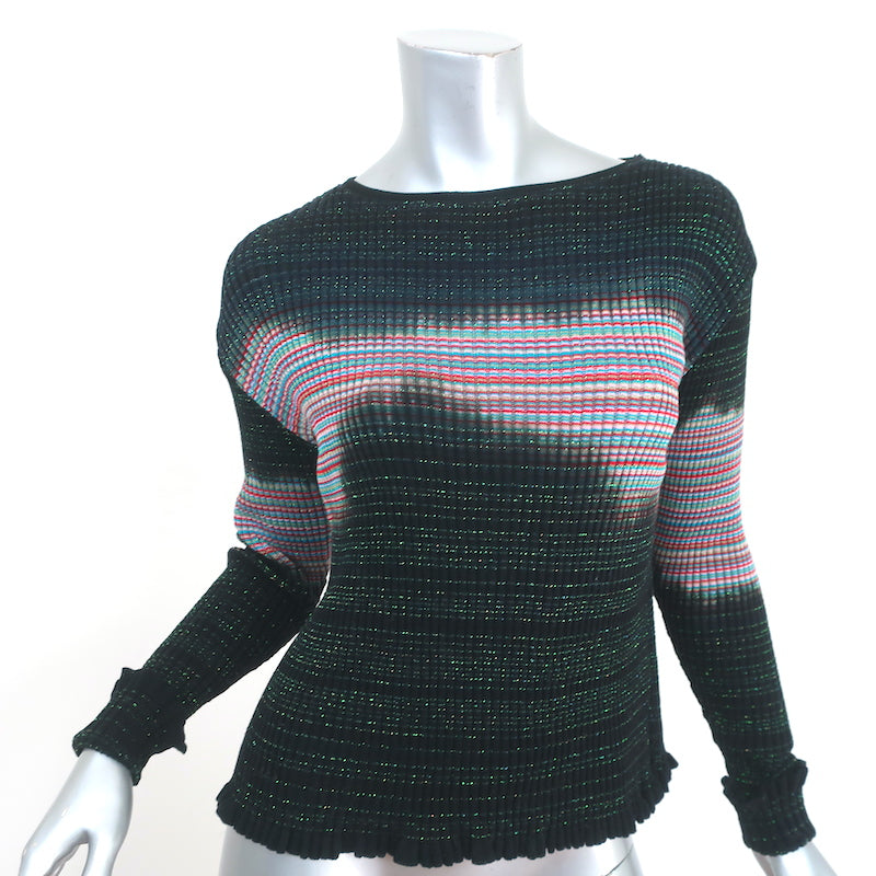 Julia Heuer Long Sleeve Top Black/Multi Lurex Ribbed Cotton Knit