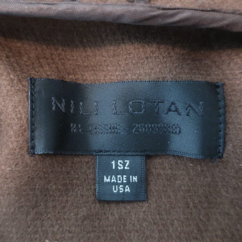 Nili Lotan Samara oversized hooded poncho in brown wool-blend, authentic pre-owned, gently worn luxury piece