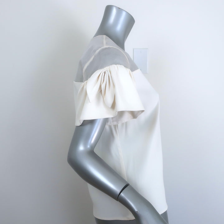 Alexis Bow-Sleeve Top White Organza &amp; Crepe Size Small NEW