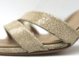 Vintage Chanel 05A Cracked Leather Ankle Strap Sandals Beige Size 38.5