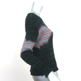 Julia Heuer Long Sleeve Top Black/Multi Lurex Ribbed Cotton Knit One Size