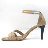 Vintage Chanel 05A Cracked Leather Ankle Strap Sandals Beige Size 38.5
