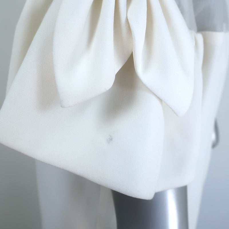 Alexis Bow-Sleeve Top White Organza &amp; Crepe Size Small NEW