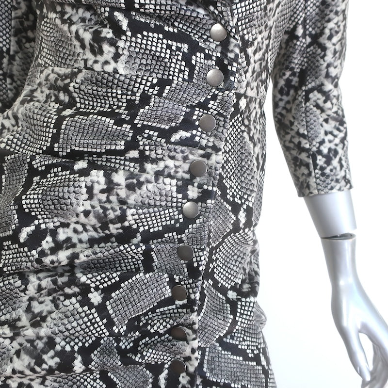 Retrofete Willa Snakeskin-Print Lamb Leather Mini Dress Gray Size Extra Small