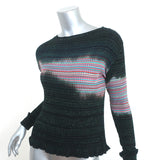 Julia Heuer Long Sleeve Top Black/Multi Lurex Ribbed Cotton Knit One Size