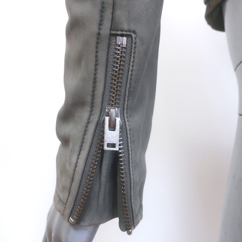 IRO Ashville Leather Motorcycle Jacket Gray Size 34
