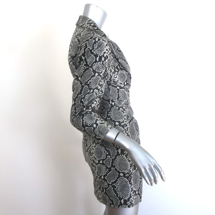 Retrofete Willa Snakeskin-Print Lamb Leather Mini Dress Gray Size Extra Small