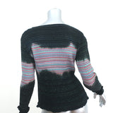 Julia Heuer Long Sleeve Top Black/Multi Lurex Ribbed Cotton Knit One Size