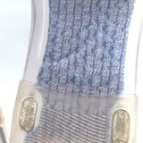 Chanel Camellia Thong Ankle Strap Jelly Sandals Silver Glitter Size 41