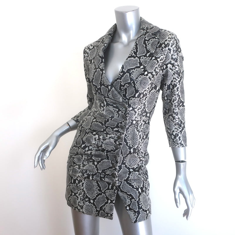 Retrofete Willa Snakeskin-Print Lamb Leather Mini Dress Gray Size Extra Small