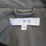 IRO Ashville Leather Motorcycle Jacket Gray Size 34